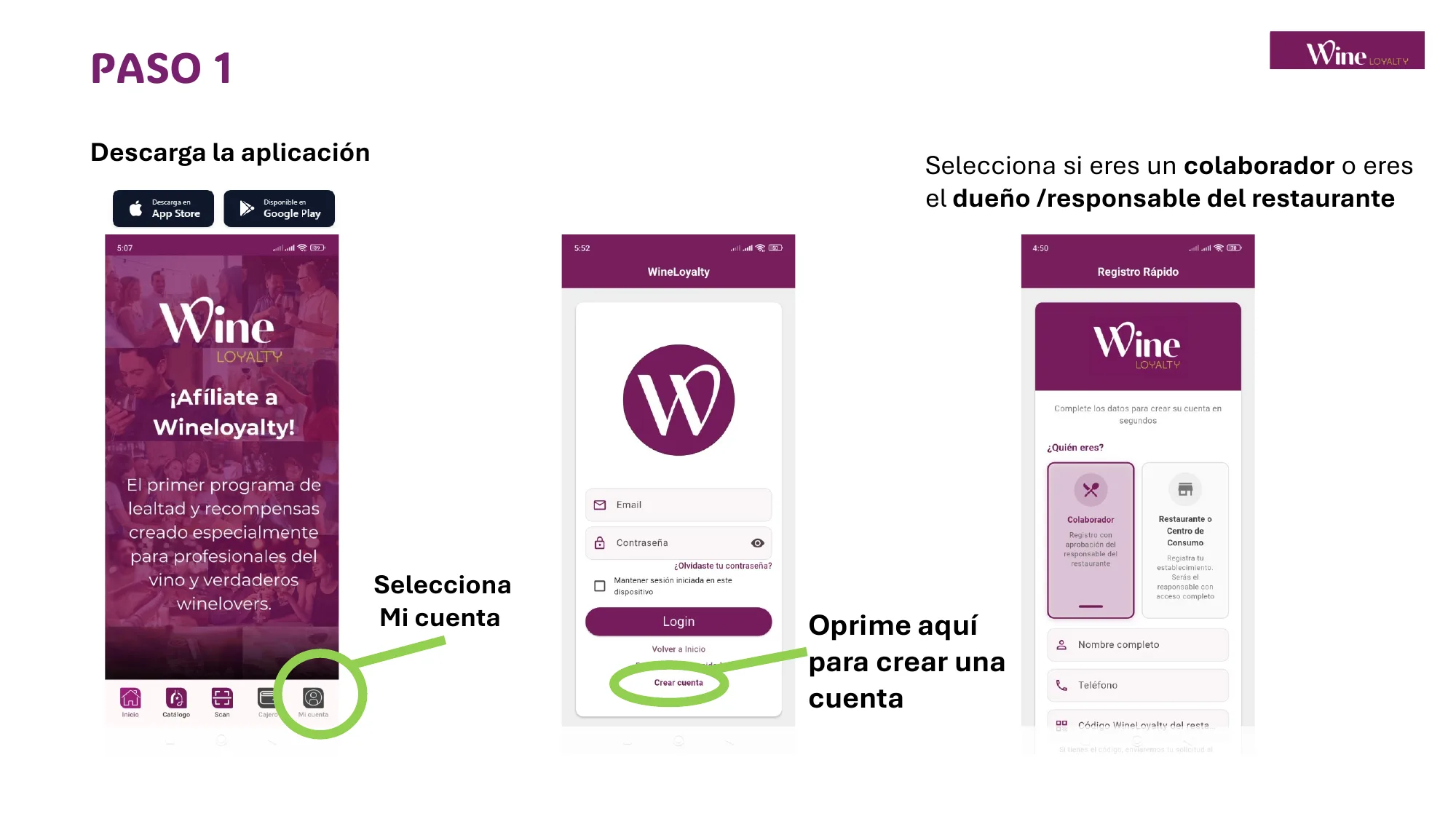 Paso 1: Descarga la aplicación y crea tu cuenta